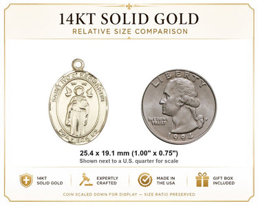14kt Solid Gold Medium St. Ivo Patron Saint Medal Pendant | 1 x 3/4 | Handcrafted in USA by Bliss