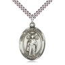 Sterling Silver St. Ivo Patron Saint Medal Necklace with 24 inch curb chain, 1 x 3/4 inch pendant, handmade by Bliss Manufacturing