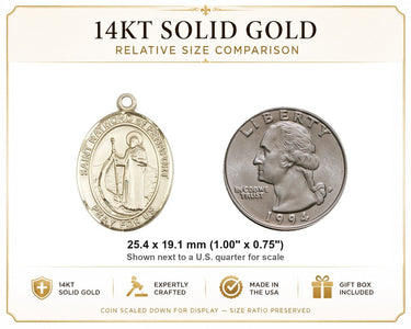 14kt Solid Gold Medium St. Raymond of Penafort Medal Pendant | 1" x 3/4" | USA Made by Bliss