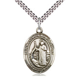 Sterling Silver St. Raymond of Penafort Patron Saint Medal Necklace 1x3/4 inch on 24 inch chain by Bliss