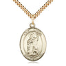14kt gold filled St. Drogo patron saint medal necklace, 1x3/4 inch with 24 inch chain, handcrafted by Bliss Manufacturing USA