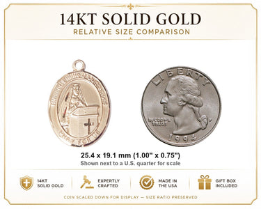 14kt Solid Gold Medium Bl. Emilee Doultremont Medal Pendant | 1 x 3/4 | Handcrafted in USA by Bliss
