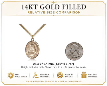 14kt Gold Filled Medium St. Pauline Visintainer Medal Necklace | 1 x 3/4 | 24" Chain | Bliss