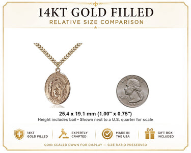 14kt Gold Filled Medium Paul the Hermit Medal Necklace | 1" x 3/4" Pendant | 24" Chain | USA Made by Bliss