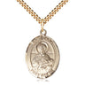 14kt gold filled St. Daria patron saint medal necklace with 24 inch curb chain, handcrafted by Bliss