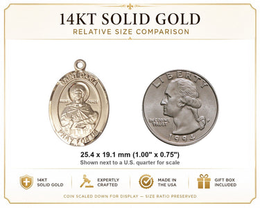 Medalla/Colgante Mediano Sólido de 14kt Oro | Santa Daría Patrona | 1 x 3/4 | Hecho a mano en EE. UU. por Bliss