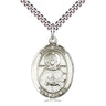 Sterling silver St. Daria patron saint medal necklace with 24 inch curb chain, handcrafted by Bliss