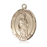 14kt Solid Gold St. Nathanael patron saint medal pendant, 1 inch by 3/4 inch, handcrafted by Bliss Manufacturing USA
