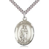 Sterling Silver St. Nathanael patron saint medal necklace with 24 inch curb chain, handcrafted by Bliss USA