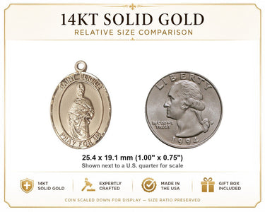 14kt Solid Gold Medium St. Eligius Patron Saint Medal Pendant | 1x3/4" | Handcrafted USA by Bliss