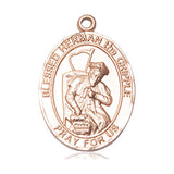 14kt Solid Gold Blessed Herman the Cripple Medal Pendant 1 x 3/4 inch by Bliss