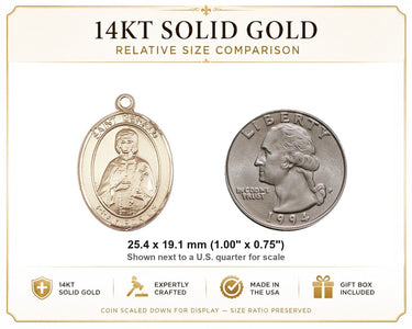 Colgante Medalla de San Gerardo mediana de oro macizo de 14 quilates | 2,54 cm x 1,91 cm | Hecho a mano en EE. UU. por Bliss