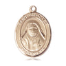 14kt solid gold St. Alphonsa patron saint medal pendant, 1 x 3/4 inch, handcrafted by Bliss