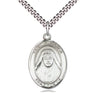 Sterling Silver St. Alphonsa Patron Saint Medal Necklace 1 inch by 3/4 inch on 24 inch Curb Chain by Bliss