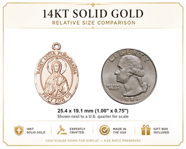 14kt Solid Gold Medium St. Lydia Purpuraria Patron Saint Medal Pendant | 1" x 3/4" | USA Made by Bliss