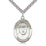 Sterling Silver St. Damien of Molokai Catholic patron saint medal necklace, 1 inch pendant on 24 inch chain, handmade by Bliss