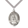 Sterling silver Our Lady of Rosa Mystica Catholic pendant necklace with 24 inch chain, handcrafted by Bliss Manufacturing