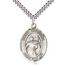 Sterling Silver St. Theodore Stratelates Patron Saint Medal Necklace 1 inch by 3/4 inch on 24 inch Chain by Bliss Manufacturing