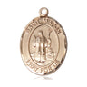 14kt solid gold St. Maron Catholic medal pendant 1 inch by 3/4 inch handcrafted in USA by Bliss Manufacturing