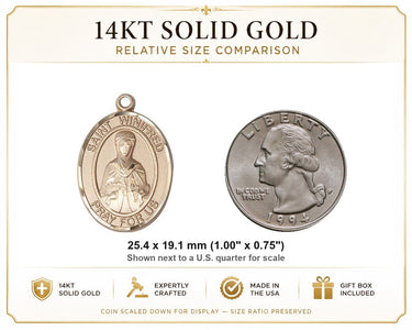 14kt Solid Gold Medium St. Winifred of Wales Medal Pendant | 1" x 3/4" | Handcrafted in USA by Bliss