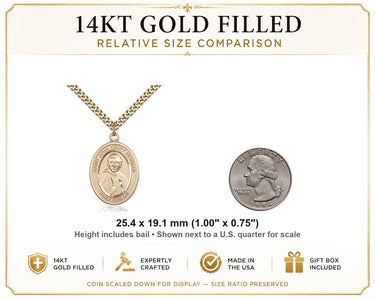 14kt Gold Filled Medium Blessed John Henry Newman Medal Necklace | 1" x 3/4" | 24" Chain | USA Made by Bliss