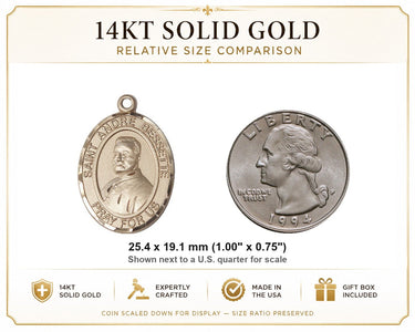 Colgante medalla mediana de oro macizo de 14kt de San Andrés Besette | 2,54 cm x 1,905 cm | Hecho a mano en EE. UU. por Bliss
