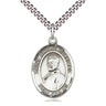 Sterling silver St. Andre Bessette patron saint medal necklace, 1 inch by 3/4 inch pendant on 24 inch curb chain, handcrafted in USA by Bliss Manufacturing