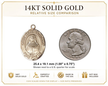 14kt Solid Gold Medium St. Mary MacKillop Medal Pendant | 1x3/4 | Handcrafted in USA by Bliss