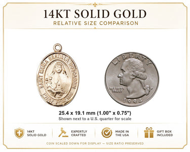 14kt Solid Gold Medium St. Maria Bertilla Boscardin Medal Pendant | 1x3/4 | Handcrafted in USA by Bliss