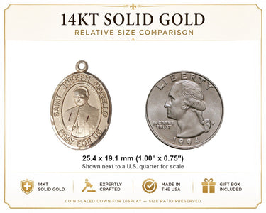 Colgante de Medalla de San José Marello de Oro Sólido de 14k | 1 x 3/4 Pulgadas | Hecho a Mano en EE. UU. por Bliss