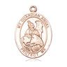 14kt solid gold Guardian Angel Protector medal pendant, 1 x 3/4 inches, handcrafted in USA by Bliss Manufacturing