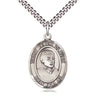 Sterling Silver St. Peter Claver Medal Necklace 1 inch by 3/4 inch with 24 inch chain by Bliss Manufacturing