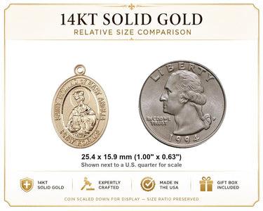 14kt Solid Gold Medium St. Edmund of East Anglia Medal Pendant | 1 x 5/8 | Handcrafted in USA by Bliss