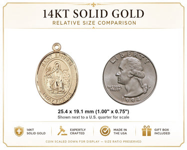 14kt Solid Gold Medium St. Ephrem Medal Pendant | 1 x 3/4 | Handcrafted in USA by Bliss
