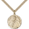 14kt Gold Filled Pope Francis Round Medal Necklace 1 x 5/8 inch pendant with 24 inch chain by Bliss