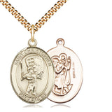 14kt Gold Filled St. Christopher Baseball Medal Necklace 1x3/4 inch with 24 inch chain by Bliss