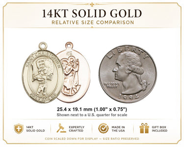 Colgante Medalla de Béisbol Mediana de San Cristóbal en Oro Macizo de 14kt | 2.5 x 1.9 cm | Hecho a Mano en EE. UU. por Bliss
