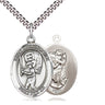 Sterling Silver St. Christopher Baseball Medal Necklace 1 x 3/4 inch pendant on 24 inch chain by Bliss