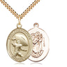 14kt gold filled St. Christopher football medal necklace 1 inch by 3/4 inch pendant 24 inch chain Bliss