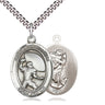Sterling Silver St. Christopher Football Medal Necklace 1x3/4 inch with 24 inch chain by Bliss