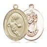 14kt Solid Gold St. Christopher Basketball Medal Pendant 1x3/4 inch handcrafted by Bliss Manufacturing