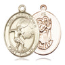 14kt solid gold St. Christopher soccer medal pendant 1 inch by 3/4 inch handcrafted by Bliss Manufacturing USA