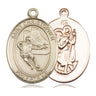 14kt Solid Gold St. Christopher Hockey Medal pendant 1x3/4 inch handcrafted by Bliss Manufacturing