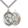 Sterling Silver St. Christopher Hockey Medal Necklace 1 inch by 3/4 inch on 24 inch chain by Bliss