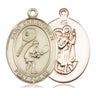 14kt Solid Gold St. Christopher Tennis Medal Pendant 1 inch by 3/4 inch by Bliss Manufacturing