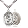 Sterling Silver St. Christopher Tennis Medal Necklace 1 inch by 3/4 inch with 24 inch chain by Bliss