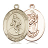 14kt solid gold St. Christopher wrestling medal pendant 1 inch by 3/4 inch handmade in USA by Bliss
