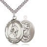 Sterling silver St. Christopher wrestling medal necklace 1 inch by 3/4 inch on 24 inch curb chain by Bliss