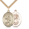 14kt Gold Filled St Christopher Track and Field Medal Necklace 1 inch by 3/4 inch on 24 inch Curb Chain by Bliss