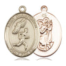 14kt Solid Gold St. Christopher Track and Field Medal Pendant 1 inch by 3/4 inch handcrafted by Bliss Manufacturing USA